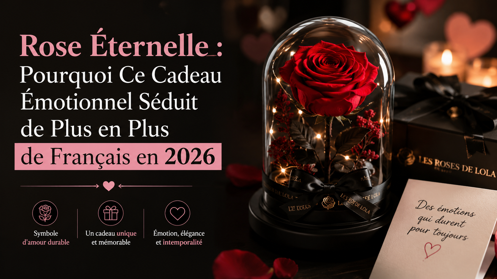 Rose éternelle rouge sous cloche en verre tenue dans les mains – cadeau émotionnel Les Roses De Lola