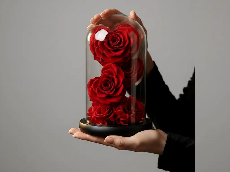 Dôme de roses éternelles présenté à la main — cadeau de remerciement | Les Roses De Lola