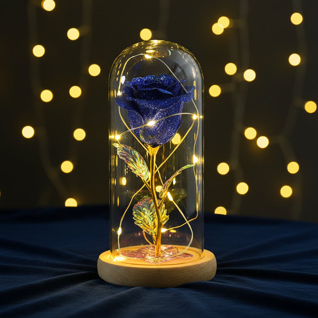 Rose Éternelle sous Cloche en Verre & LED – Les Roses De Lola