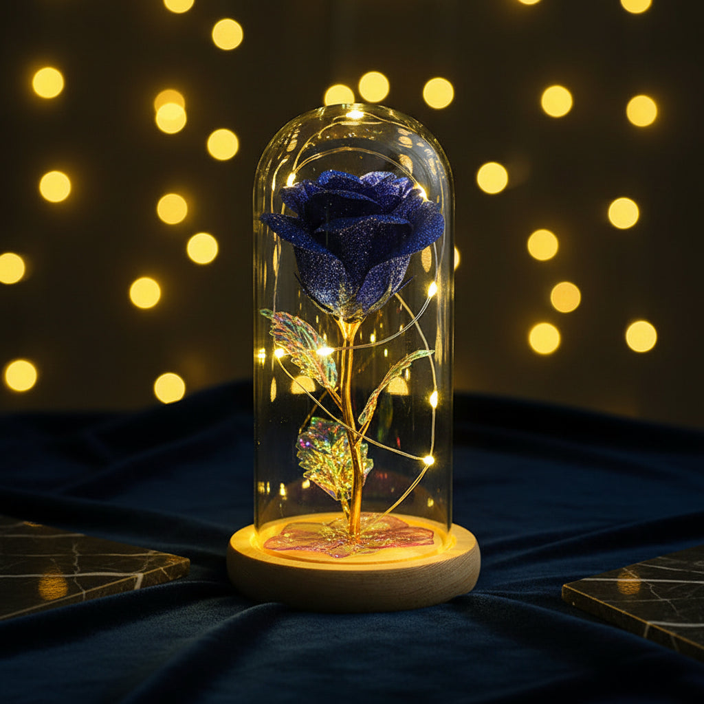 Rose Éternelle sous Cloche en Verre & LED – Les Roses De Lola