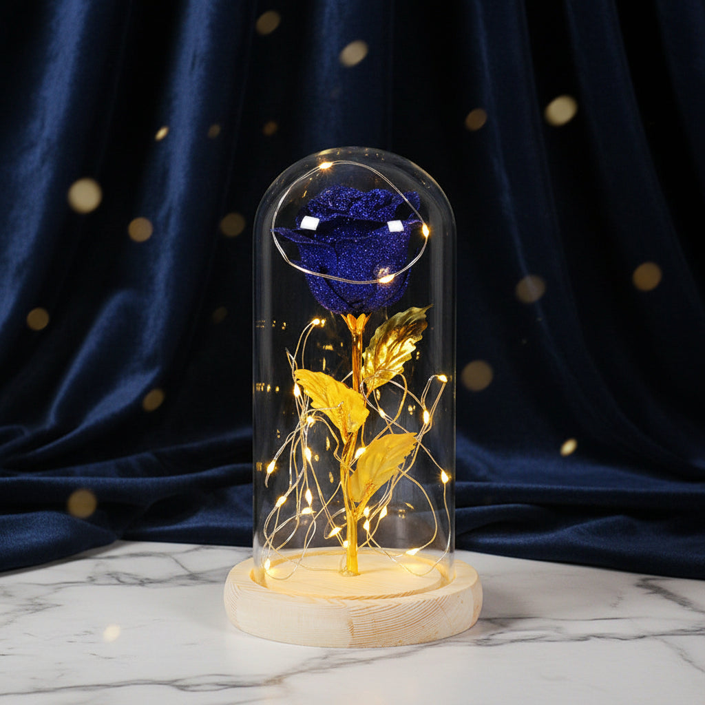 Rose Éternelle sous Cloche en Verre & LED – Les Roses De Lola