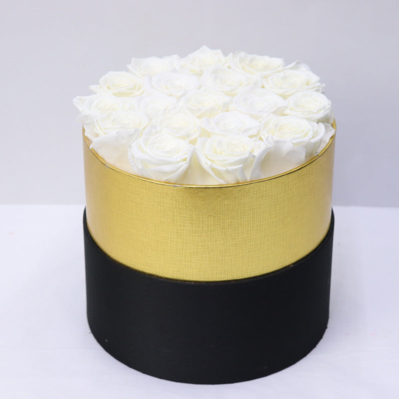 18 roses éternelles coffret – coloris violet noir bleu