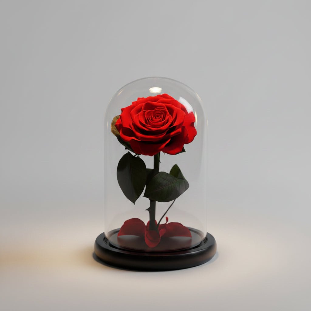 Rose éternelle rouge sous cloche en verre Le Petit Prince — Les Roses De Lola