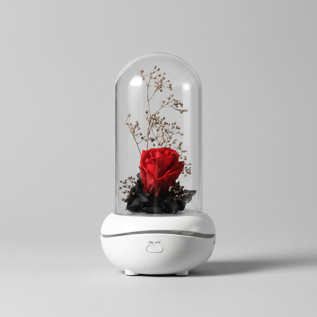 Lampe fleur éternelle humidificateur d'ambiance – coloris Rouge | Les Roses De Lola