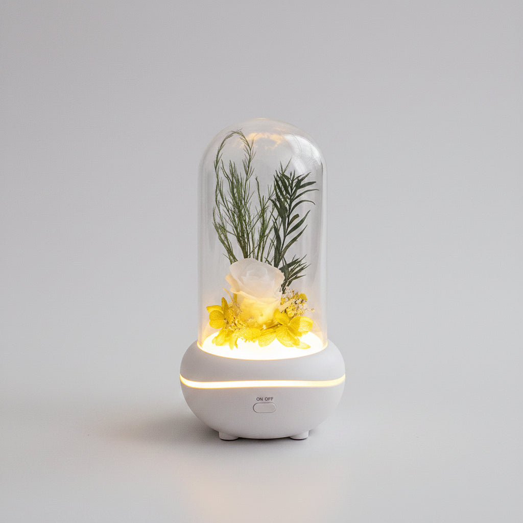 Lampe fleur éternelle humidificateur d'ambiance – coloris Blanc | Les Roses De Lola-veilleuse