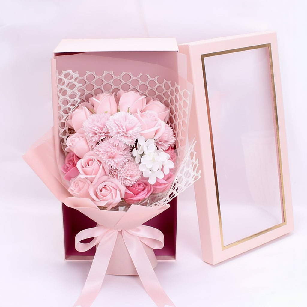 Bouquet 19 roses de savon fait main – coloris Rose | Les Roses De Lola