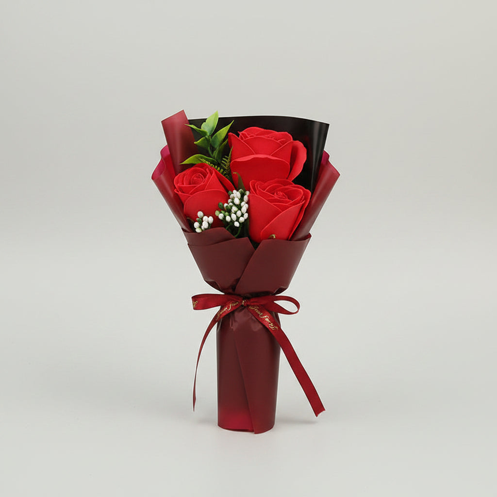 Bouquet de 3 roses en savon – Les Roses De Lola