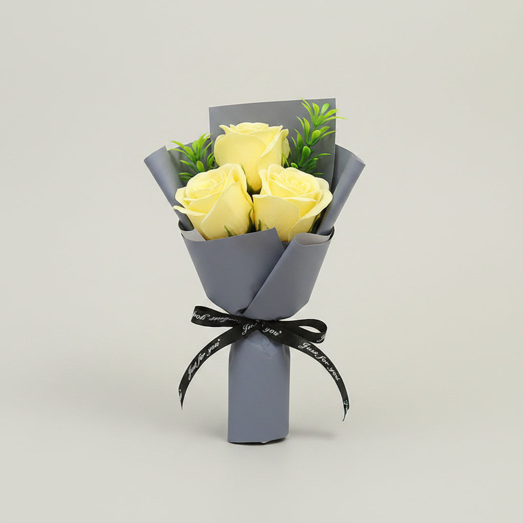 3 roses savon bouquet – cadeau remise de diplôme fête