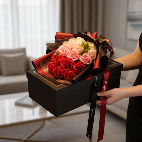 Bouquet 18 Roses en Savon – Coffret Cadeau Élégant