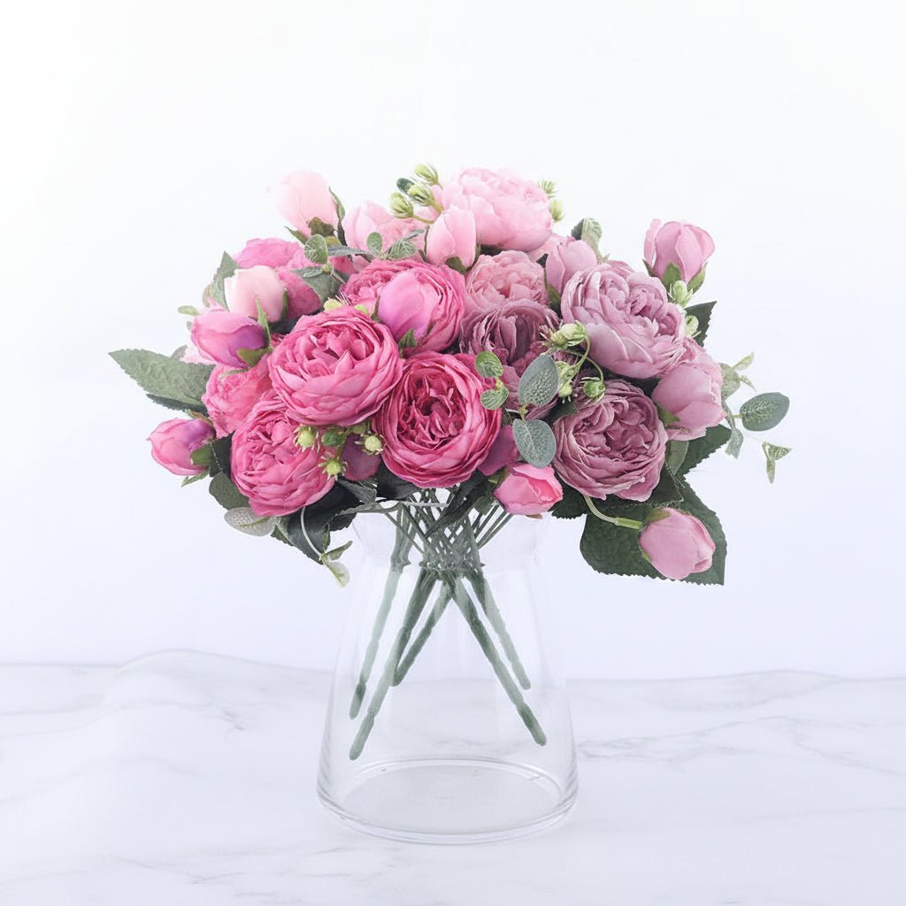 Bouquet de roses persanes en soie – vue d'ensemble 30 cm