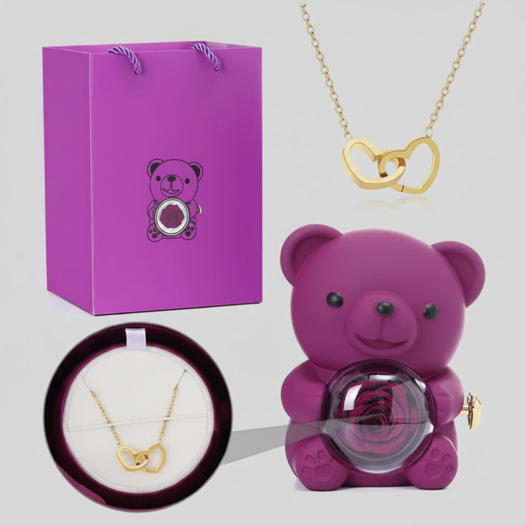 Ours bijoux rose éternelle – ambiance cadeau anniversaire fête des mères