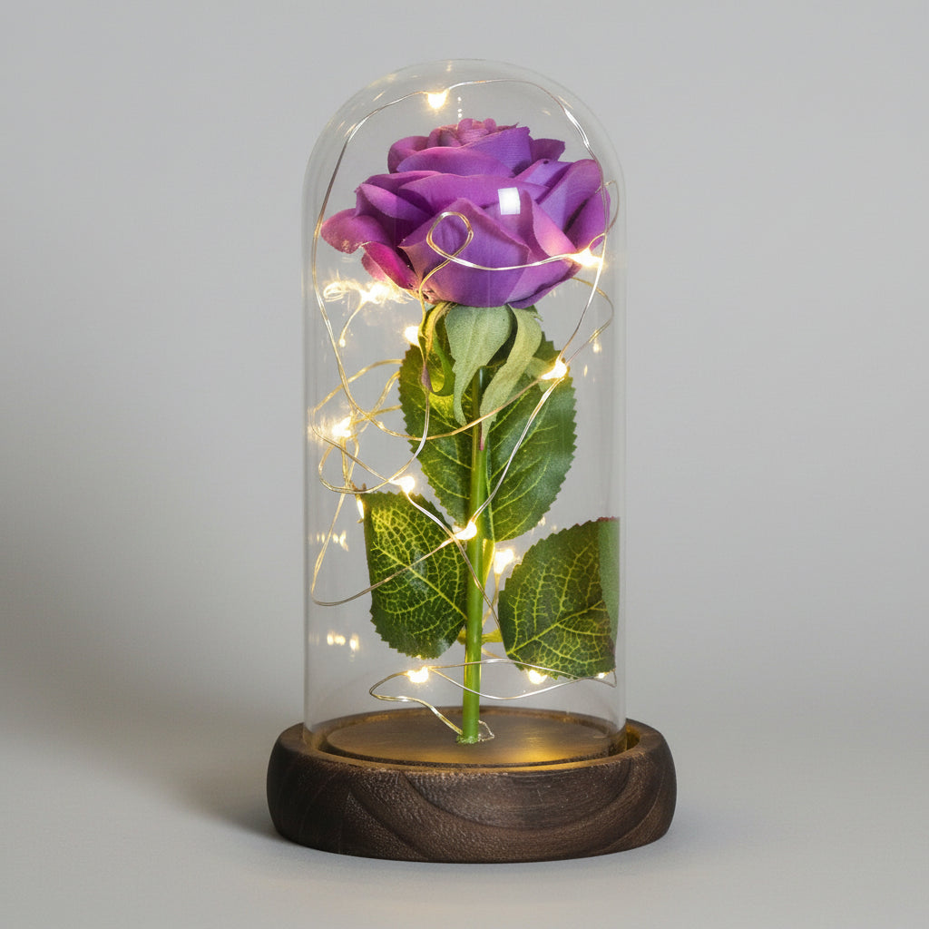 Rose éternelle sous dôme – variante rose poudré | Les Roses De Lola