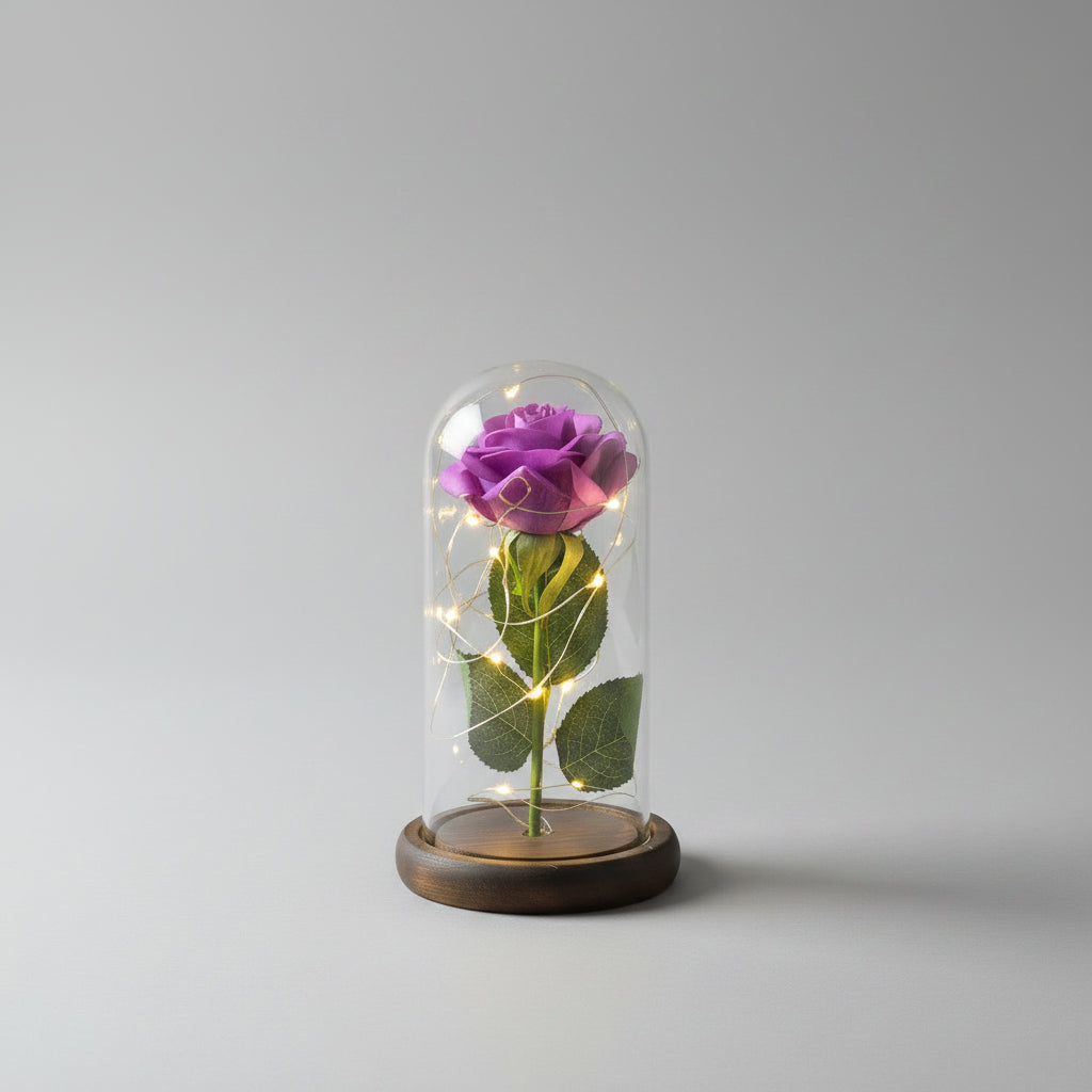 Rose éternelle sous dôme – variante bordeaux | Les Roses De Lola