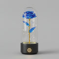 Rose éternelle LED Bluetooth – socle noir fleur bleue – Les Roses De Lola