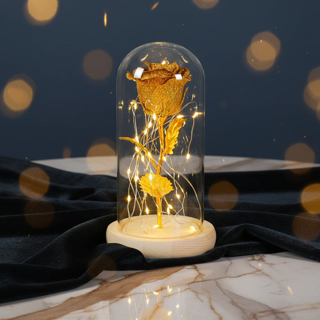 Rose Éternelle sous Cloche en Verre & LED – Les Roses De Lola