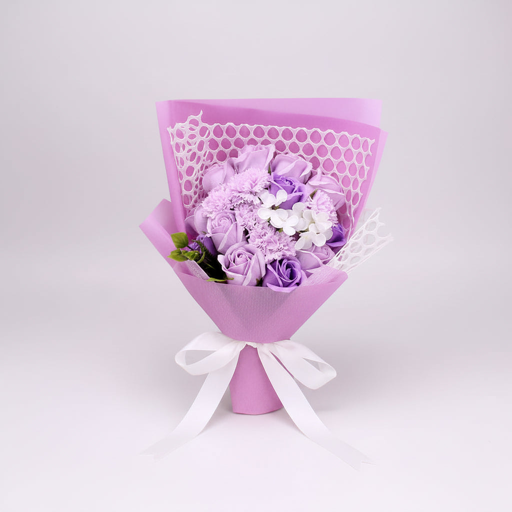 Bouquet 19 roses de savon fait main – coloris Violet | Les Roses De Lola