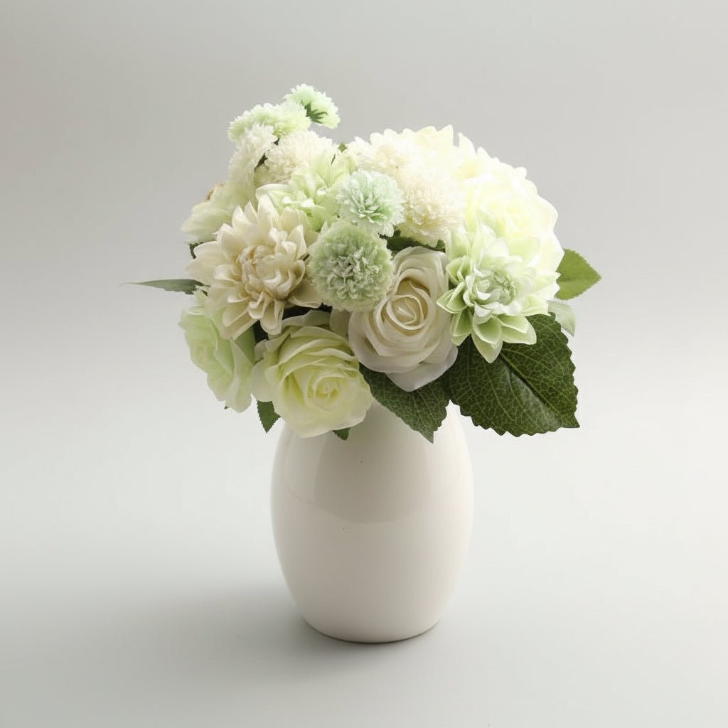Bouquet dahlias roses artificielles – décoration table mariage et événementiel