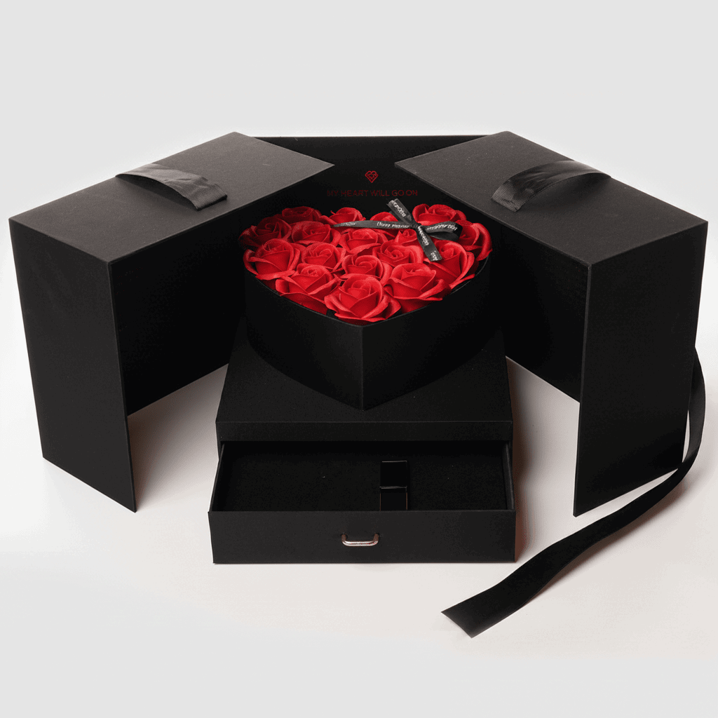 Coffret 18 roses de savon édition luxe – Coffret Noir Roses Rouge | Les Roses De Lola