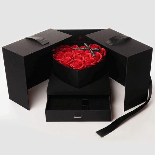 Coffret 18 roses de savon édition luxe – Coffret Noir Roses Rouge | Les Roses De Lola