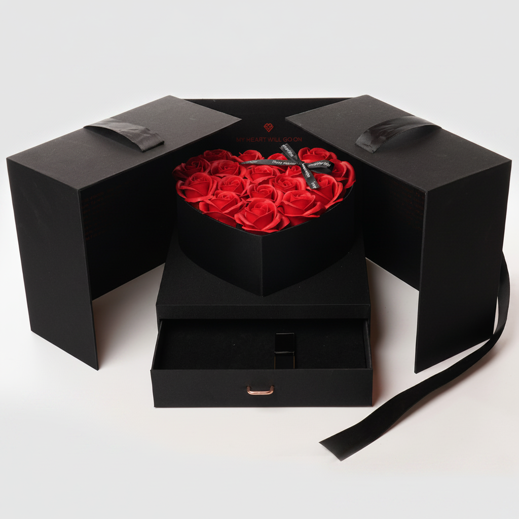 Coffret 18 roses de savon édition luxe – Coffret Noir Roses Rouge | Les Roses De Lola