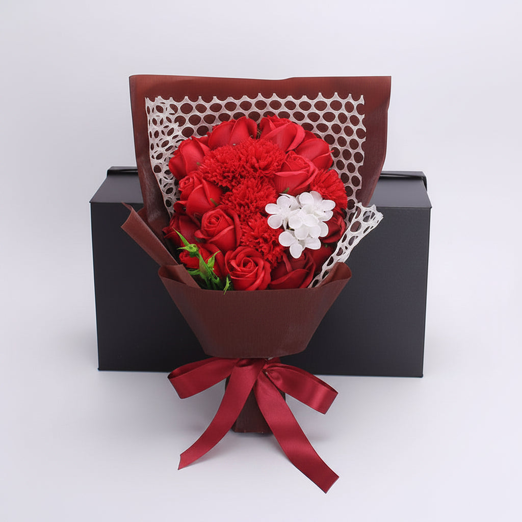 Bouquet 19 roses de savon fait main – coloris Rouge | Les Roses De Lola