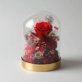 Bouquet de 4 roses éternelles rouges préservées sous dôme en verre – Les Roses De Lola