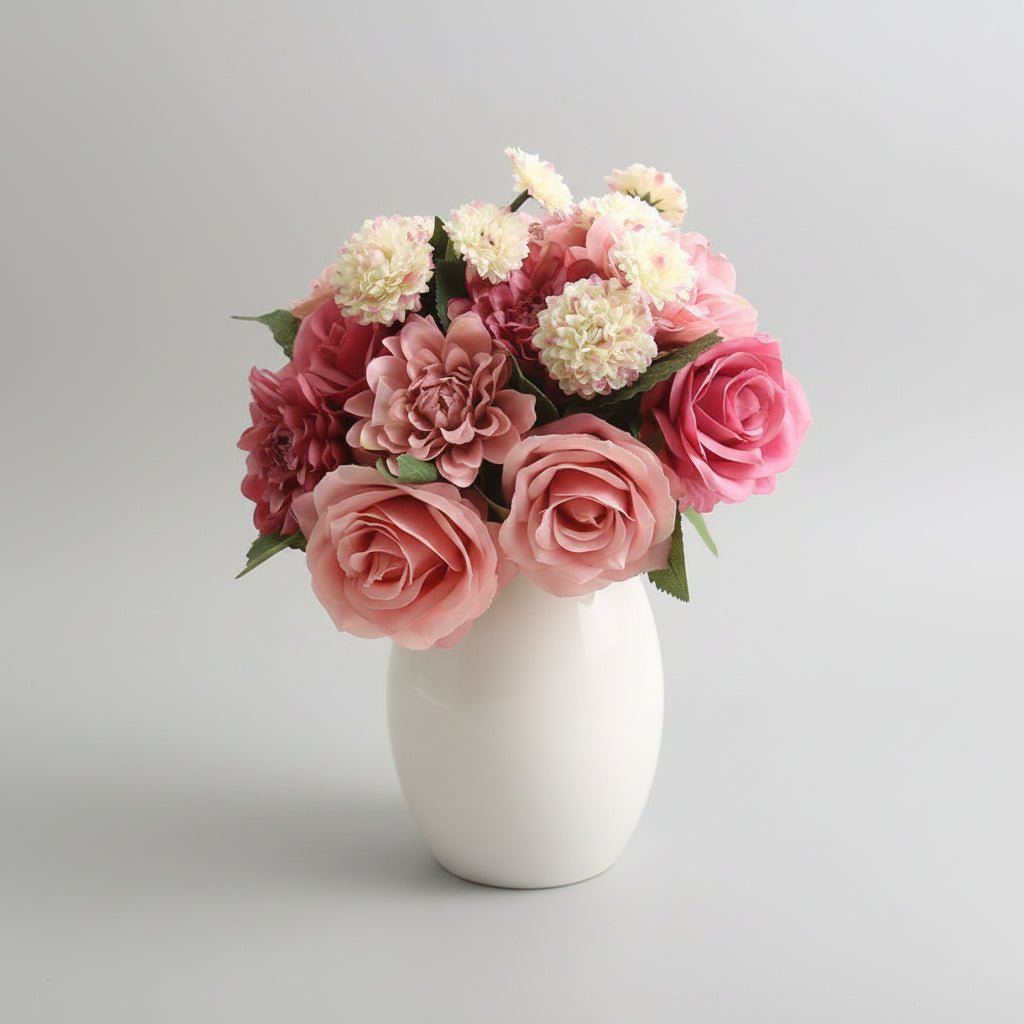 Bouquet dahlia artificiel en soie – décoration hôtellerie et événementiel