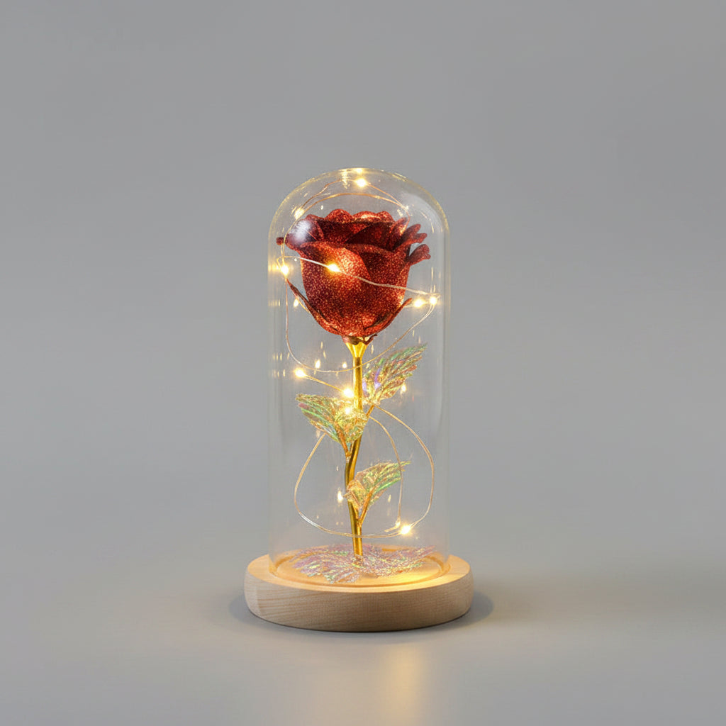 Rose préservée cloche verre – vue de dessus | Les Roses De Lola