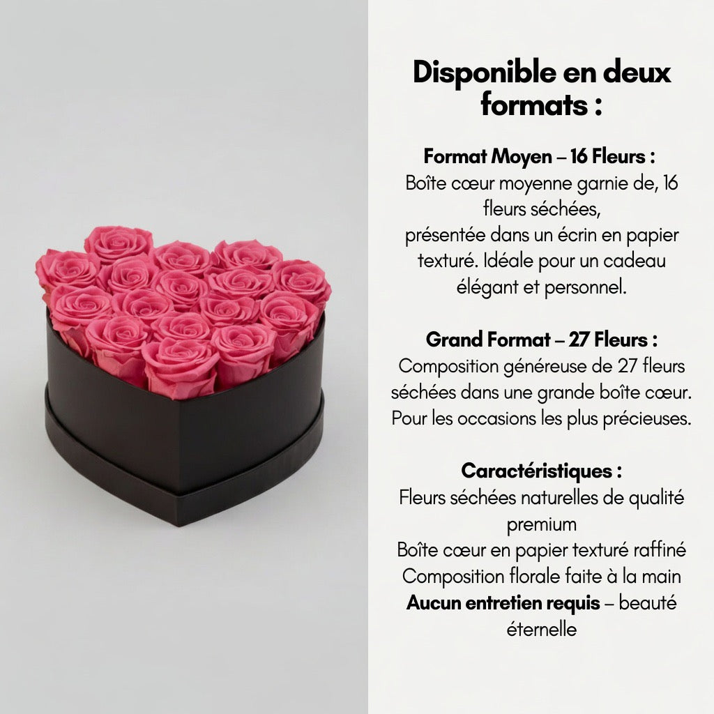 Boîte Cœur Fleurs Séchées – Composition Florale Éternelle