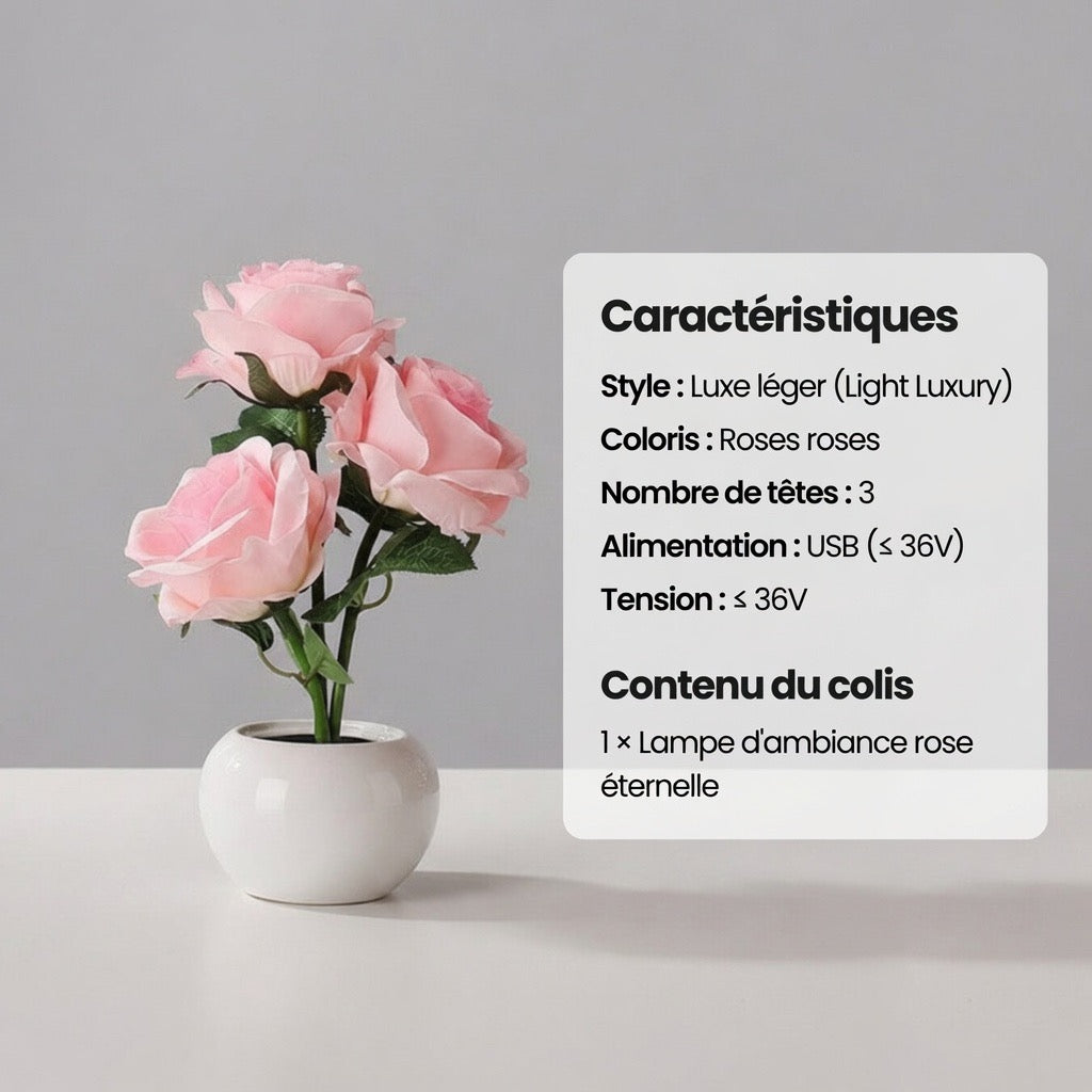 Lampe d'Ambiance Rose Éternelle — Atmosphère Cosy & Lumière Douce
