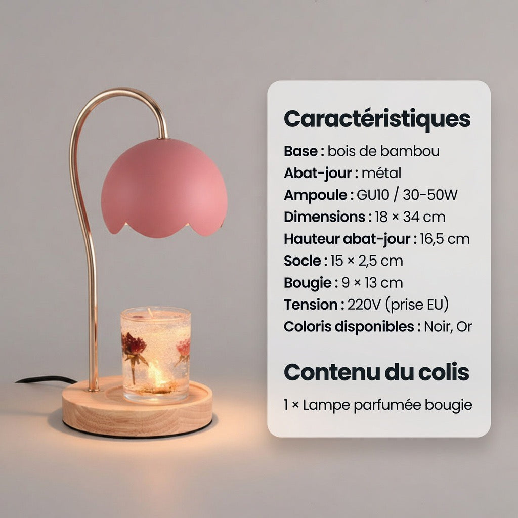Lampe Parfumée Bougie & Roses — Lumière d'Ambiance Tamisée