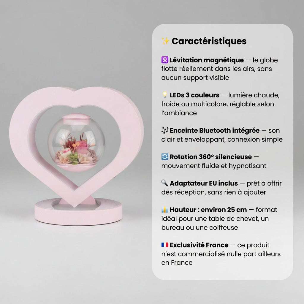 Lampe Lévitante Cœur – Rose Éternelle & Enceinte Bluetooth