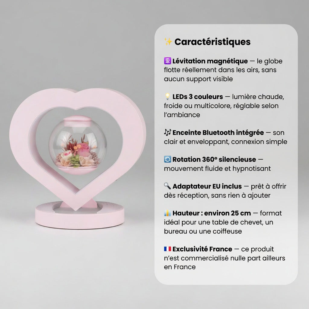 Lampe Lévitante Cœur – Rose Éternelle & Enceinte Bluetooth