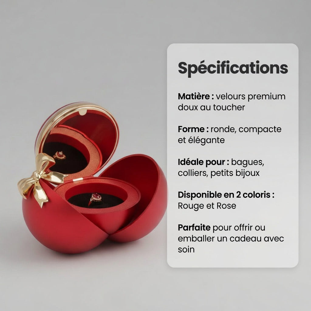 Écrin à Bijoux Rond en Velours – Boîte Cadeau Rose ou Rouge