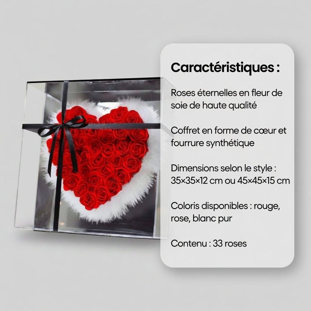 Écrin Cœur Roses Éternelles – Édition Fourrure