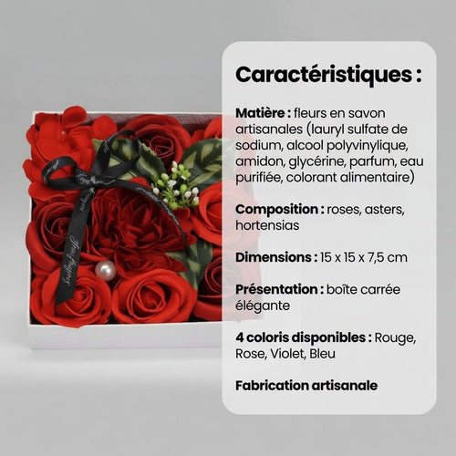 Boîte de Roses en Savon Artisanales – 4 Coloris