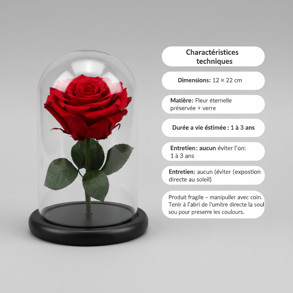 Rose Éternelle en Cœur avec Épines sous Dôme – Les Roses De Lola