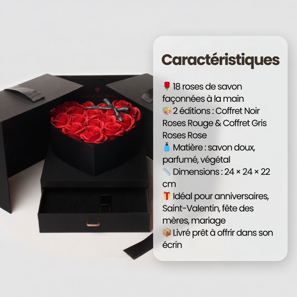 Coffret 18 Roses de Savon — Édition Luxe