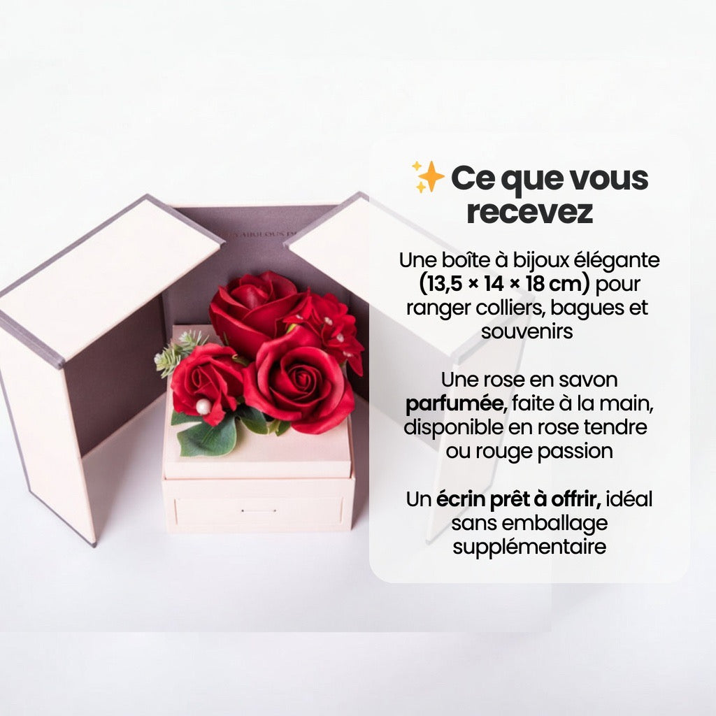 Écrin de Rose — Boîte à Bijoux & Fleur de Savon Parfumée