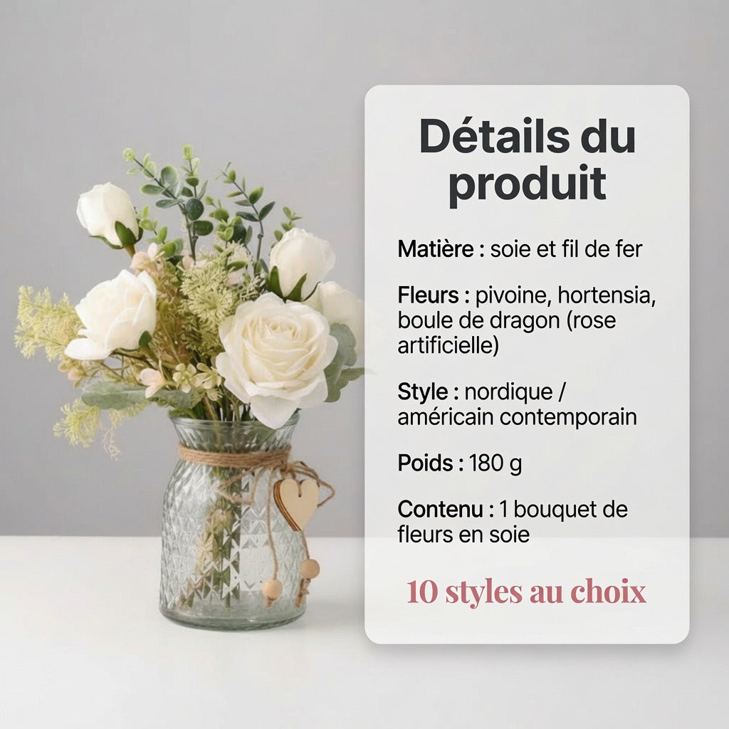 Bouquet de Mariée en Soie – Pivoine, Hortensia & Rose Style Nordique