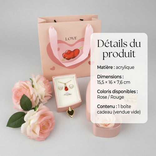 Boîte Cadeau Cœur & Flèche en Acrylique – Coffret Roses Éternelles