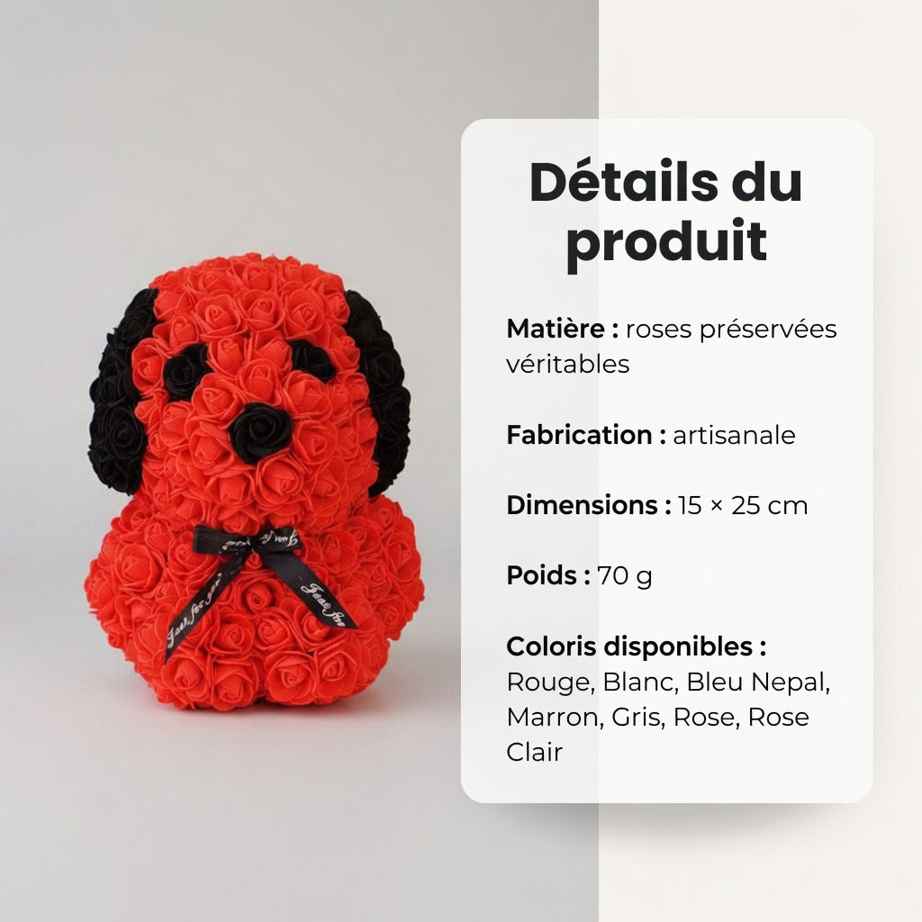 Rose Préservée Chien – Décoration Florale Artisanale