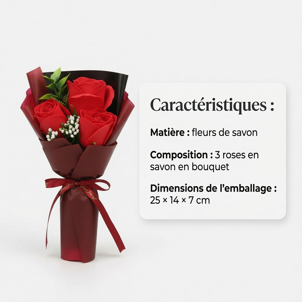 Le Bouquet de 3 Roses en Savon – Aveu Floral & Éternel