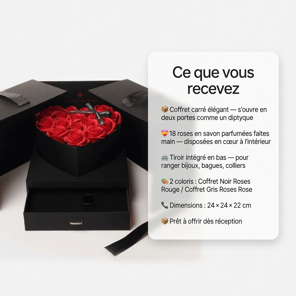 Coffret 18 Roses de Savon — Édition Luxe