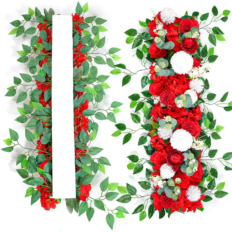 Composition roses artificielles rouge — arche mariage et réception