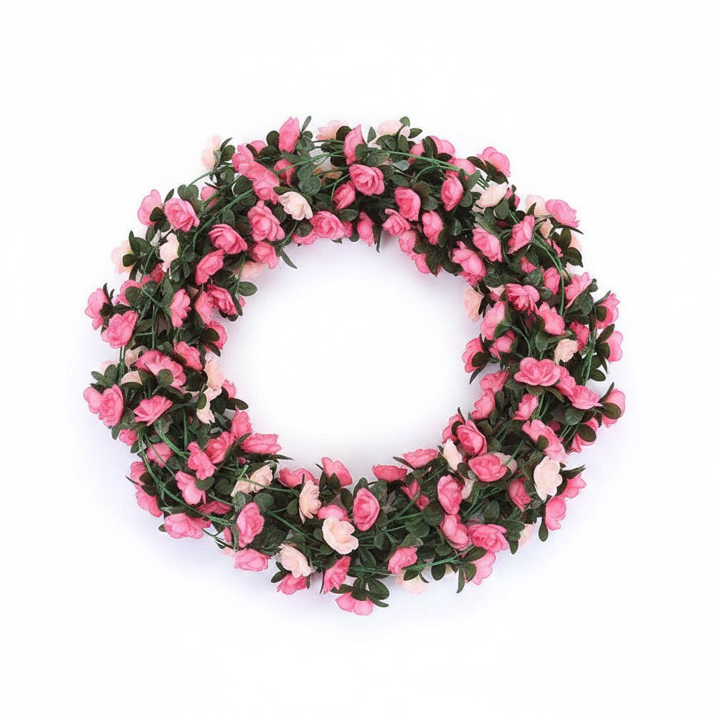 Guirlande rose artificielle en rotin – décoration intérieure et événementielle
