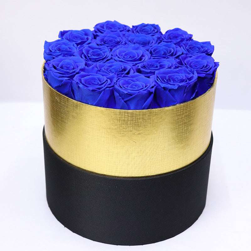 Coffret 18 roses éternelles – coloris blanc champagne rose