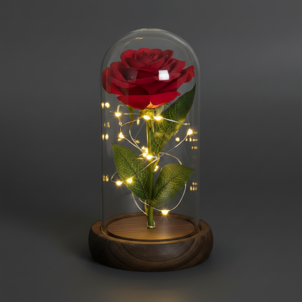 Rose éternelle sous dôme – détail texture pétales | Les Roses De Lola-Led