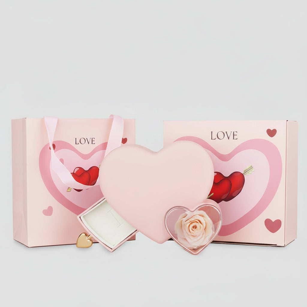 Coffret acrylique cœur flèche rose – boîte cadeau romantique Les Roses De Lola