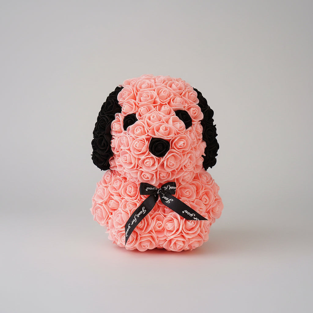 Rose préservée chien rose clair – décoration florale unique Les Roses De Lola
